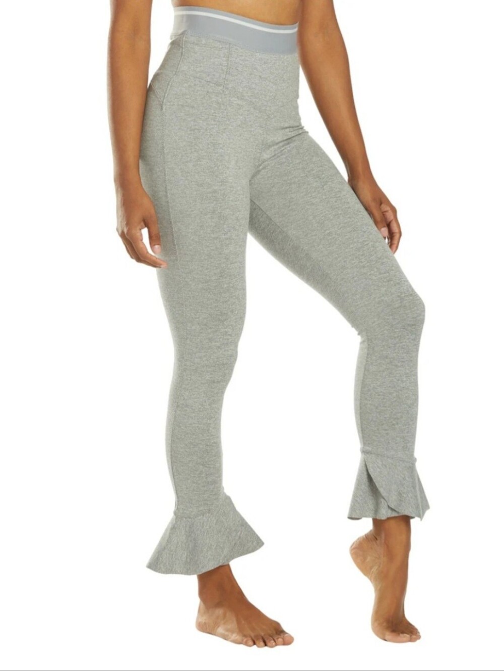 Free People Movement Sanctuary Ruffle Balletcore Grey Leggings Sz S